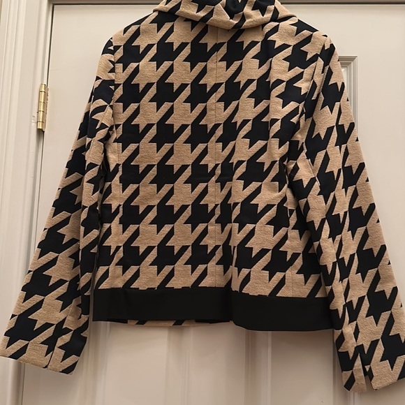 AKRIS PUNTO Houndstooth Jacquard Jacket in Caramel Black Sz10 - Picture 13 of 16